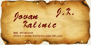 Jovan Kalinić vizit kartica